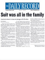 "Suit All In The Family [$1.8 million verdict],” The Daily Record