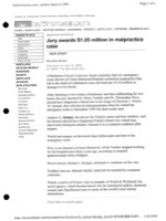 “Jury $1.05 Million In Malpractice Case,” The Sun